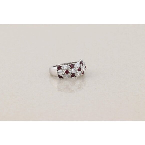 Sterling Silver Lab Created Ruby and Cubic Zirconia Band Ring Size 5 3/4 - Picture 3 of 7